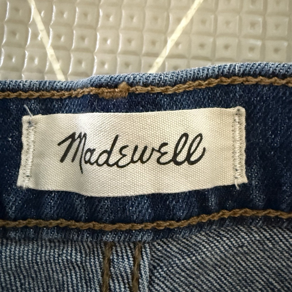 Madewell High Rise Denim Shorts Size 27 Raw Hem Rolled Cuff - Picture 3 of 8
